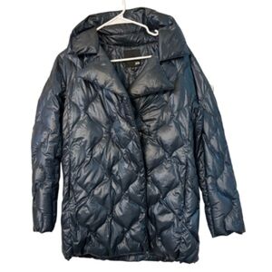 Järbo Down Quilted Puffer Coat Jacket Navy Blue XS Scandinavian Minimalist